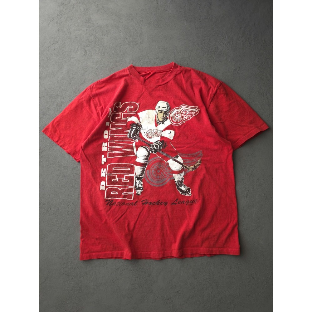 Vintage 90s Detroit Red Wings NHL Hockey Single Stitch Cotton T-shirt XL
